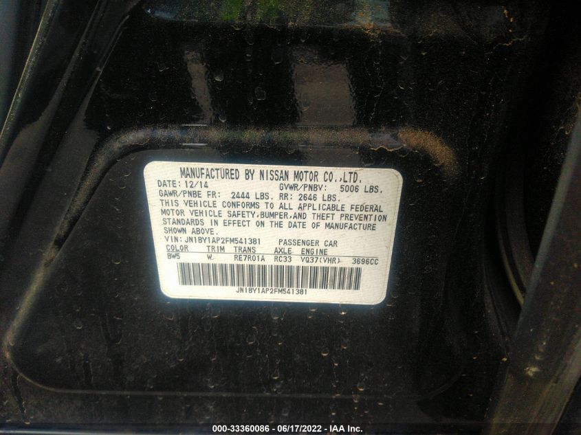 2015 INFINITI Q70 3.7 JN1BY1AP2FM541381