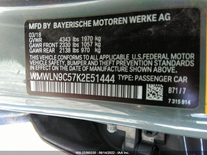 2019 MINI CLUBMAN COOPER S WMWLN9C57K2E51444