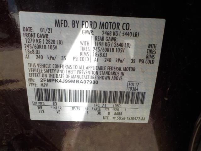 2FMPK4J99MBA07980 2021 FORD EDGE, photo no. 6