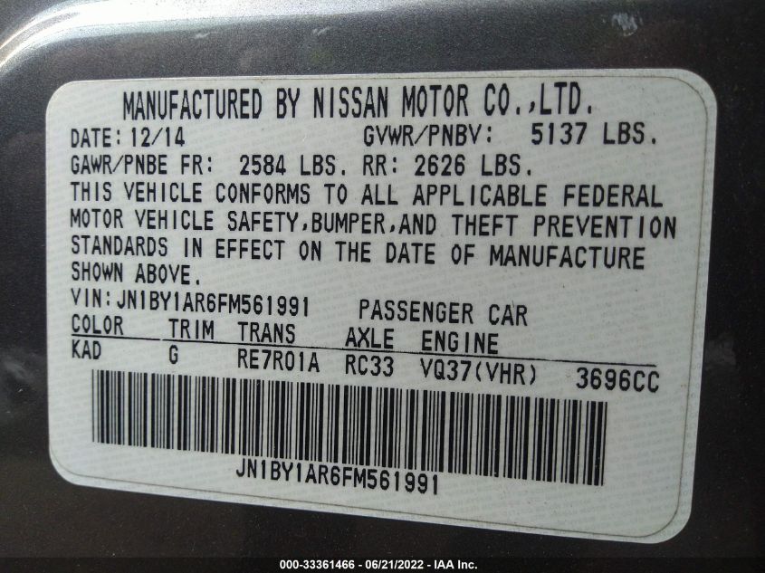 2015 INFINITI Q70 JN1BY1AR6FM561991