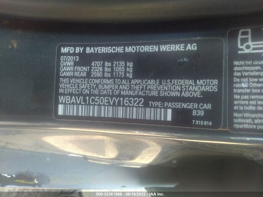 2014 BMW X1 XDRIVE28I WBAVL1C50EVY16322