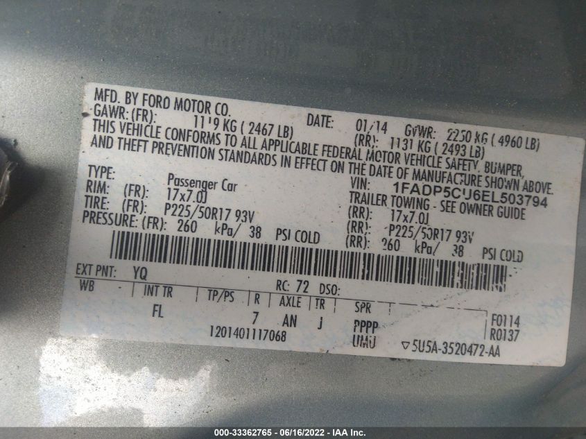 2014 FORD C-MAX ENERGI SEL 1FADP5CU6EL503794