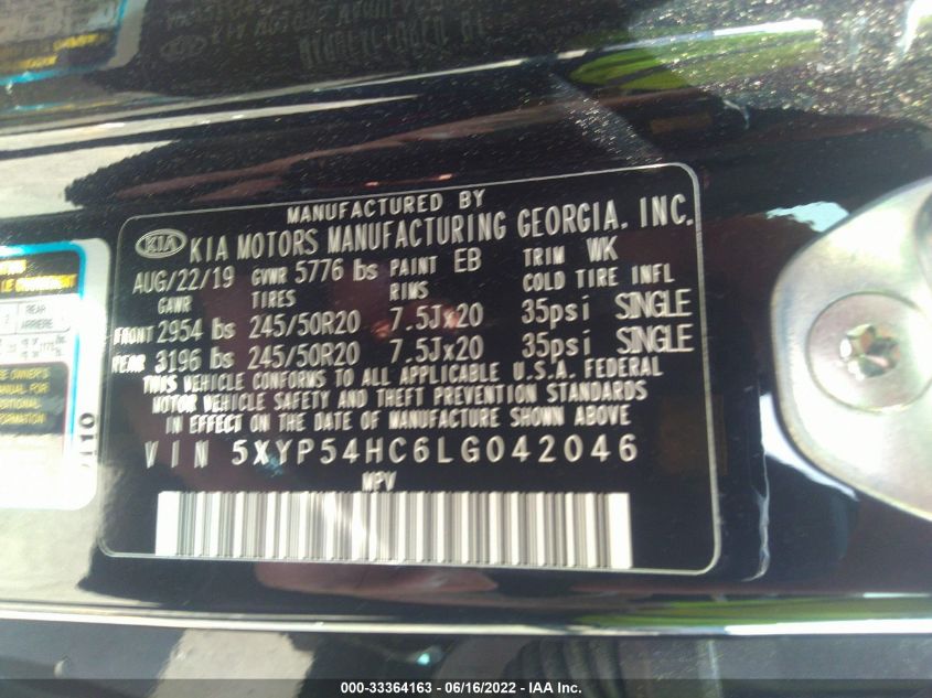 2020 KIA TELLURIDE SX 5XYP54HC6LG042046