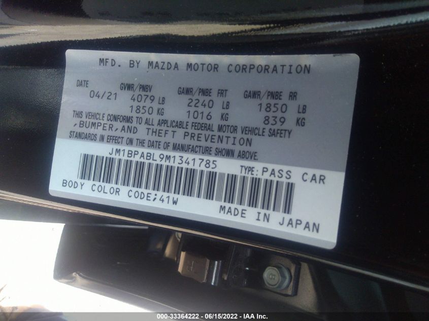 2021 MAZDA MAZDA3 SEDAN SELECT JM1BPABL9M1341785
