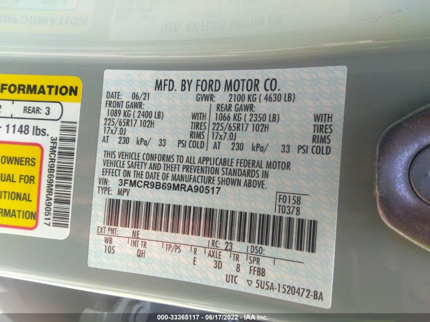 2021 FORD BRONCO SPORT BIG BEND 3FMCR9B69MRA90517