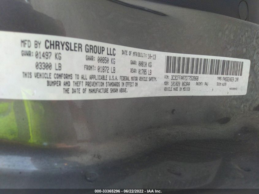 2013 FIAT 500 POP 3C3CFFAR7DT753968