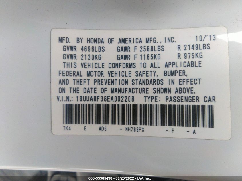 2014 ACURA TL SPECIAL EDITION - 19UUA8F38EA002208