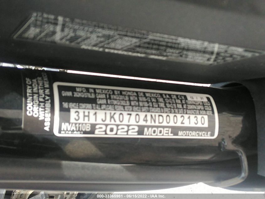 2022 HONDA NVA110 B 3H1JK0704ND002130
