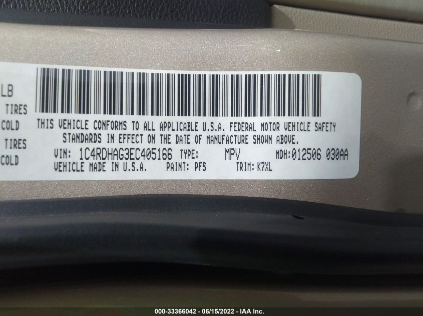 2014 DODGE DURANGO SXT 1C4RDHAG3EC405166