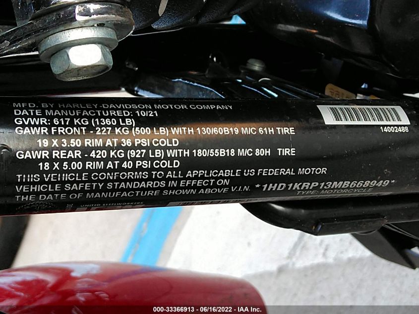 2021 HARLEY-DAVIDSON FLHXS 1HD1KRP13MB668949