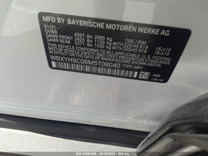 2021 BMW X2 SDRIVE28I WBXYH9C06M5T08040