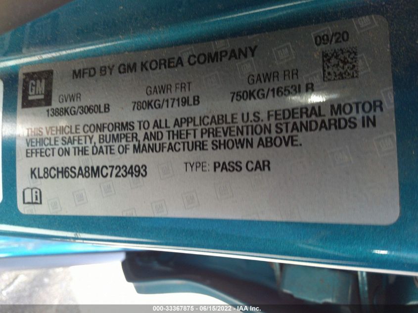 2021 CHEVROLET SPARK ACTIV KL8CH6SA8MC723493