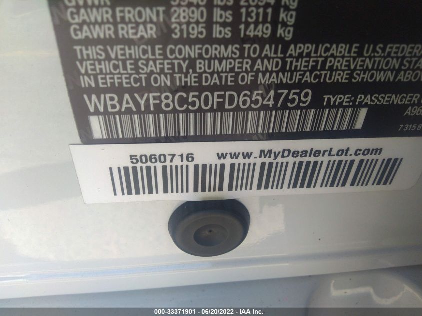2015 BMW 7 SERIES 750LI XDRIVE WBAYF8C50FD654759