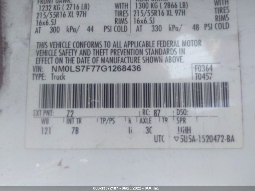 2016 FORD TRANSIT CONNECT XLT NM0LS7F77G1268436