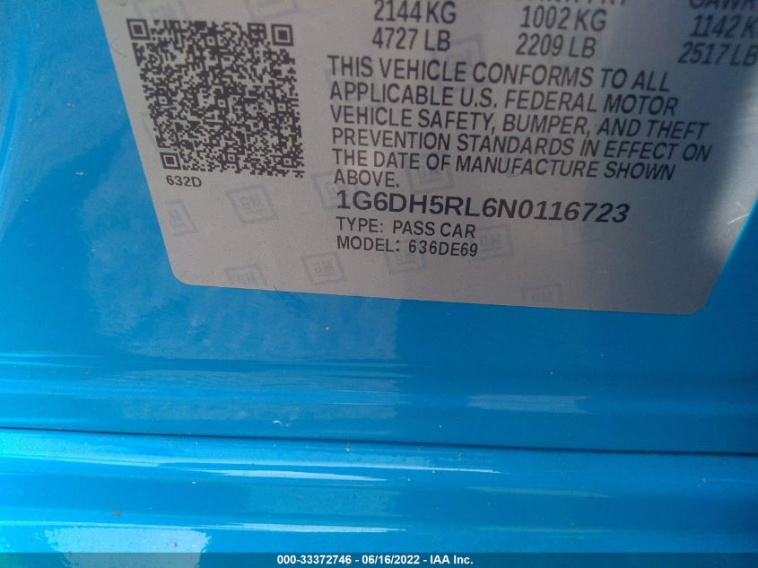 2022 CADILLAC CT4-V 1G6DH5RL6N0116723