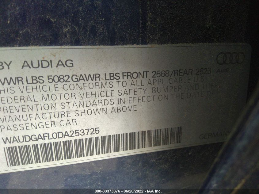 2013 AUDI S4 PREMIUM PLUS WAUDGAFL0DA253725