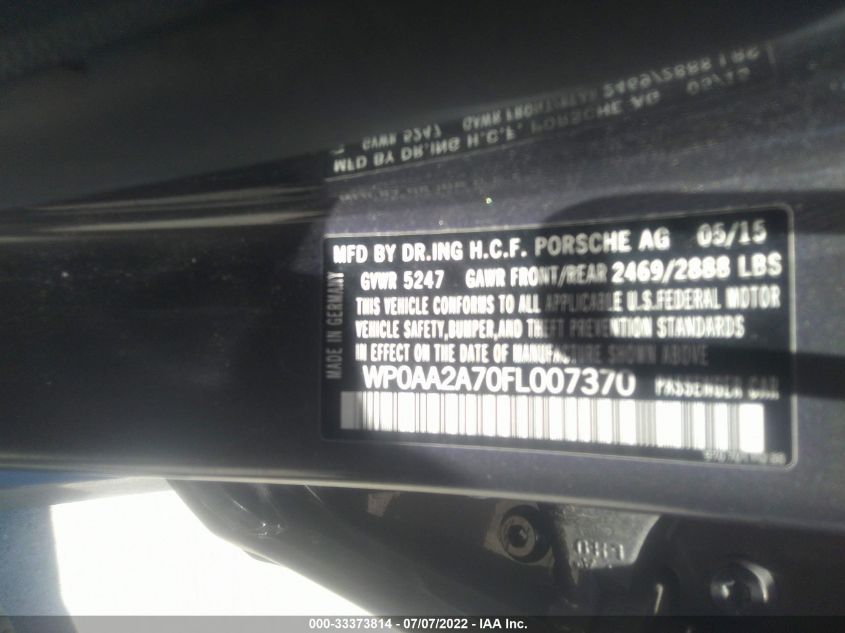 2015 PORSCHE PANAMERA WP0AA2A70FL007370