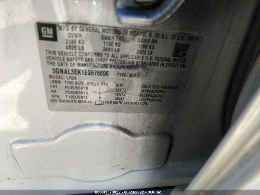2014 CHEVROLET CAPTIVA SPORT FLEET LT 3GNAL3EK1ES676696