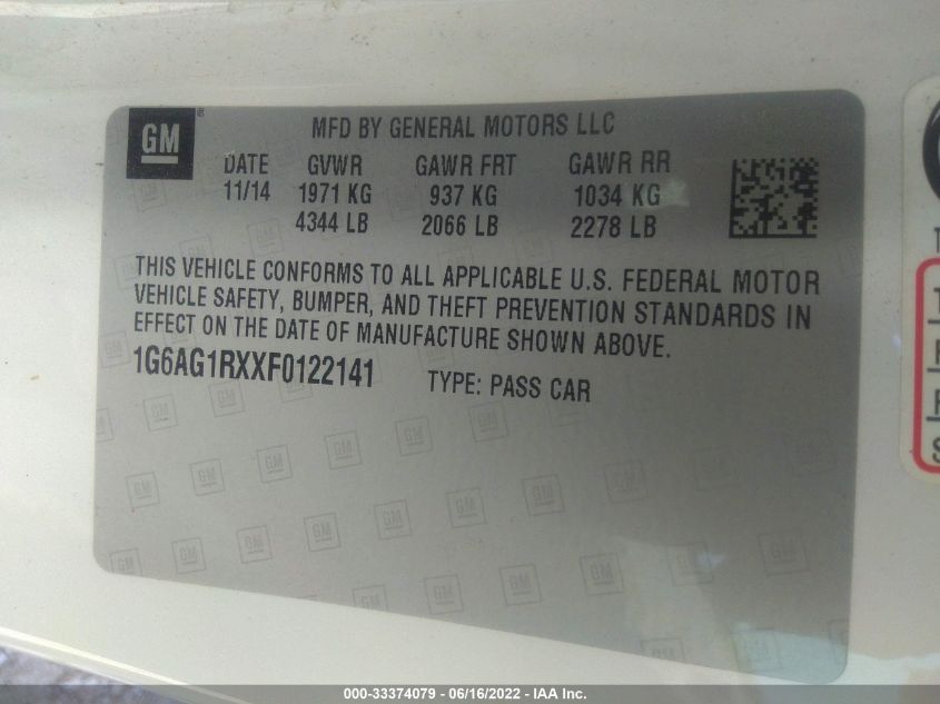 2015 CADILLAC ATS COUPE STANDARD AWD 1G6AG1RXXF0122141