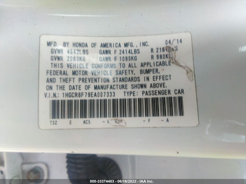 2014 HONDA ACCORD HYBRID TOURING 1HGCR6F79EA007333