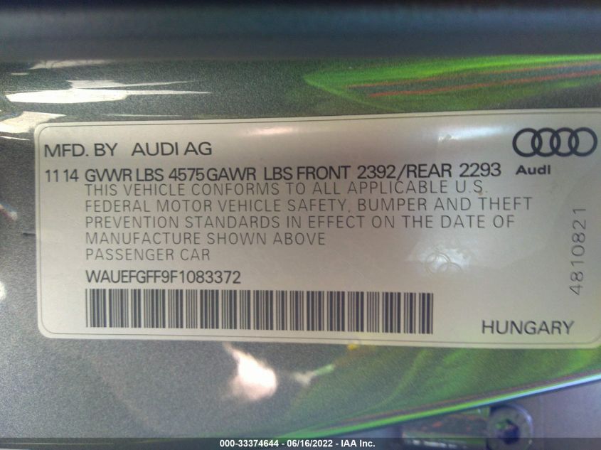 2015 AUDI A3 2.0T PREMIUM PLUS WAUEFGFF9F1083372