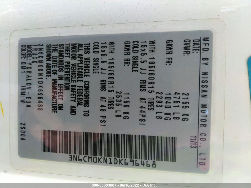 2013 NISSAN NV200 S 3N6CM0KN1DK696468