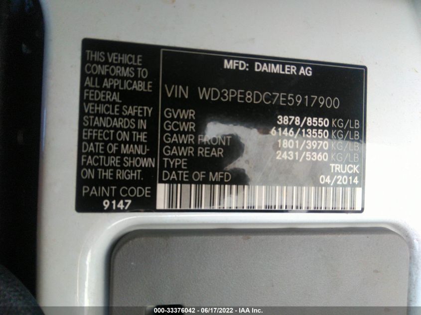 2014 MERCEDES-BENZ SPRINTER CARGO VANS 2500 WD3PE8DC7E5917900