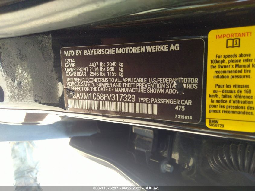 2015 BMW X1 SDRIVE28I WBAVM1C58FV317329