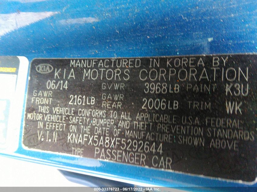 2015 KIA FORTE 5-DOOR EX KNAFX5A8XF5292644