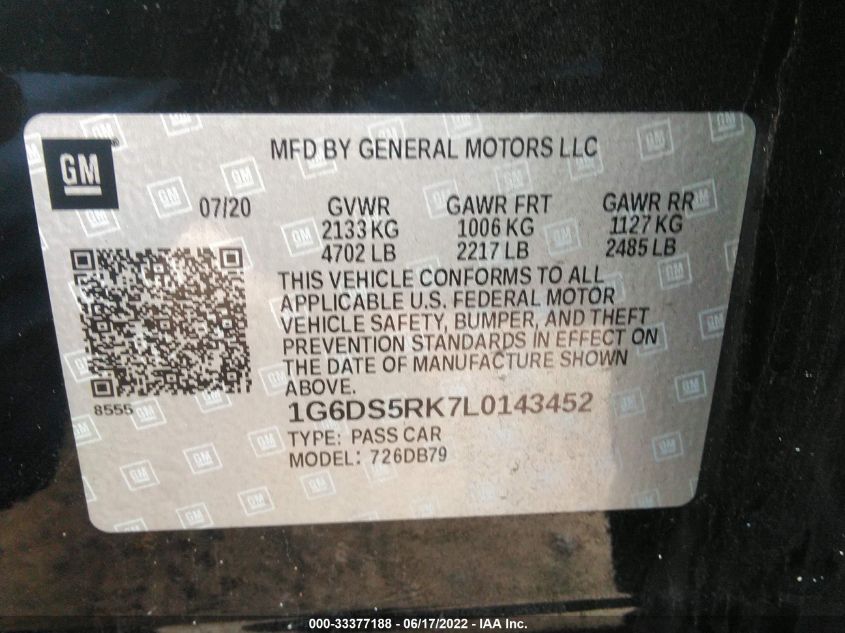 2020 CADILLAC CT5 LUXURY 1G6DS5RK7L0143452
