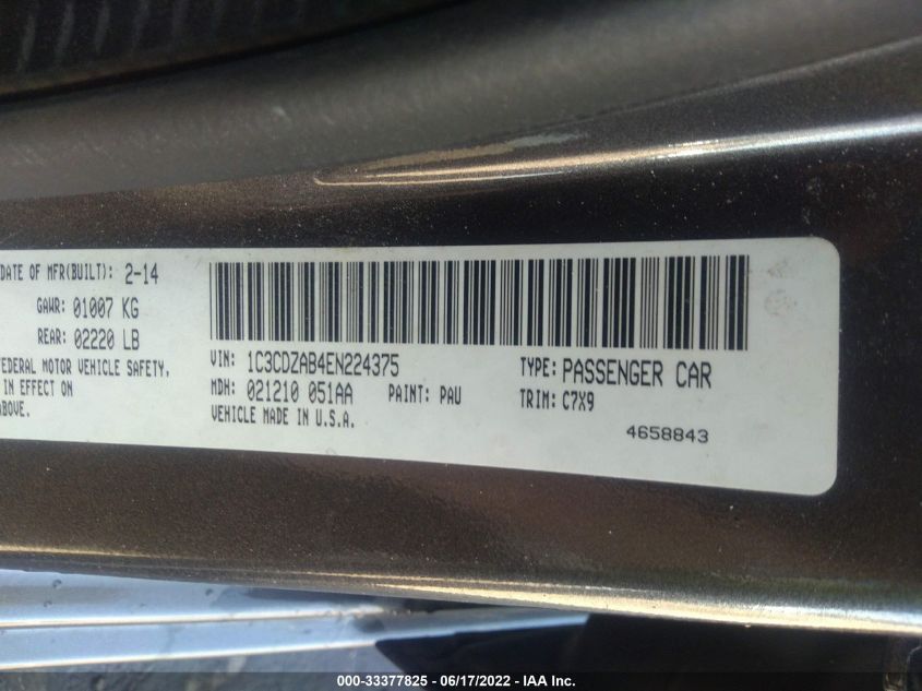 2014 DODGE AVENGER SE 1C3CDZAB4EN224375