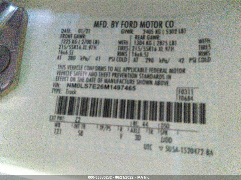 2021 FORD TRANSIT CONNECT VAN XL NM0LS7E26M1497465