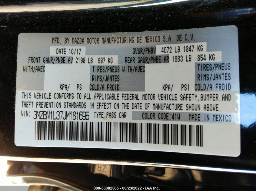 2018 MAZDA MAZDA3 5-DOOR TOURING 3MZBN1L37JM181695