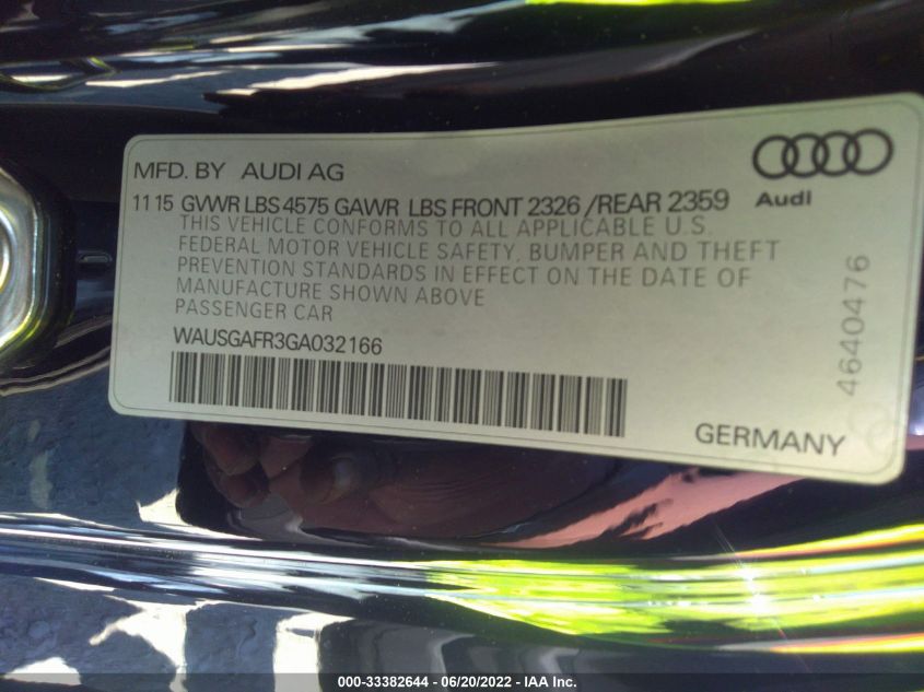 2016 AUDI A5 PREMIUM PLUS WAUSGAFR3GA032166