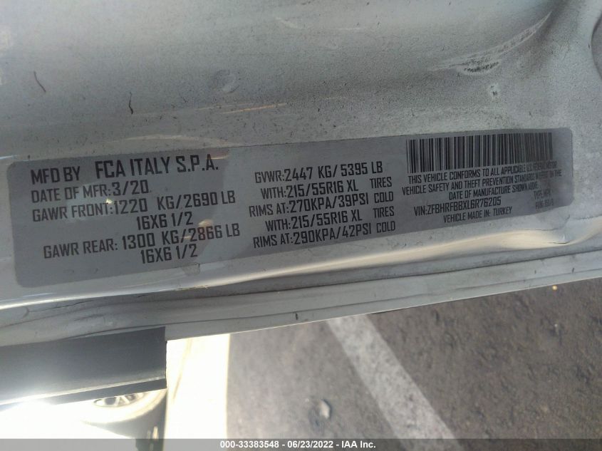 2020 RAM PROMASTER CITY TRADESMAN SLT ZFBHRFBBXL6R76205