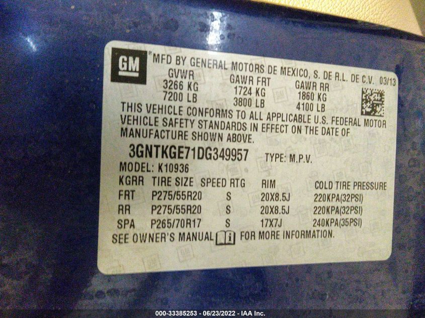 2013 CHEVROLET AVALANCHE LTZ 3GNTKGE71DG349957