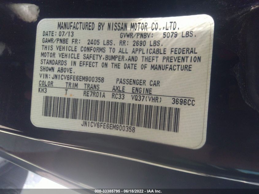 2014 INFINITI Q60 CONVERTIBLE JN1CV6FE6EM900358