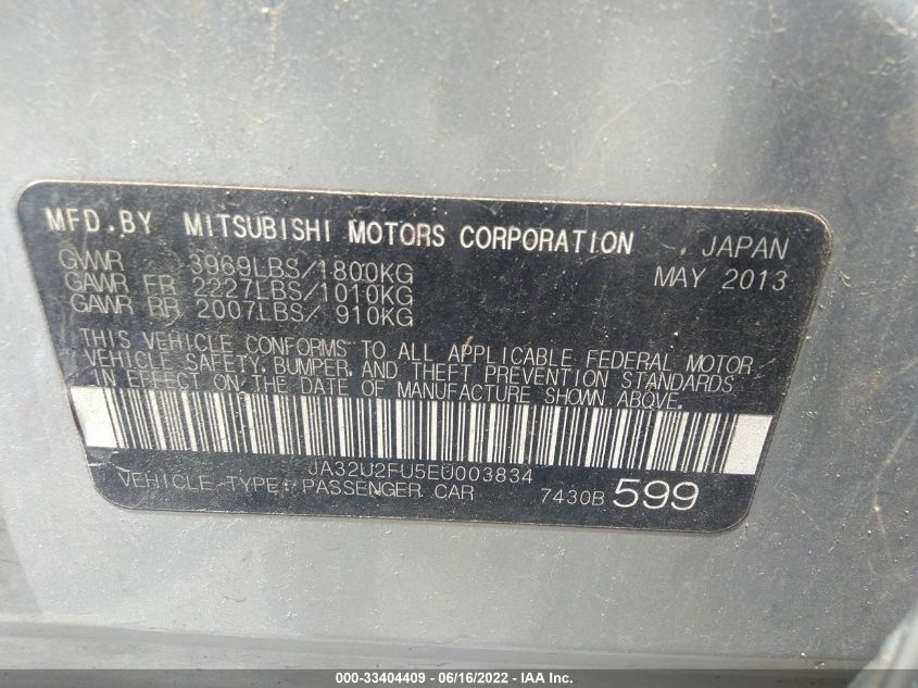 2014 MITSUBISHI LANCER ES JA32U2FU5EU003834