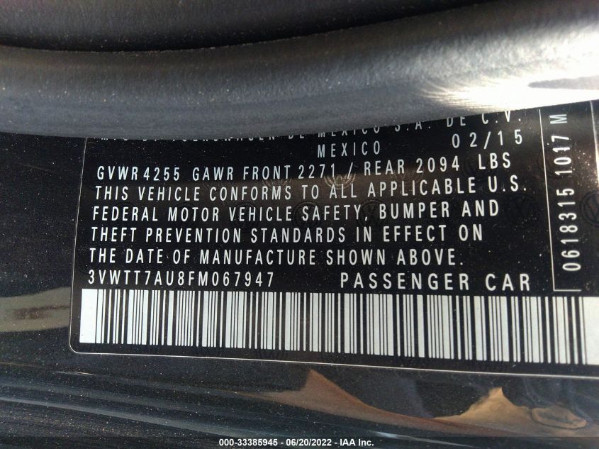 2015 VOLKSWAGEN GOLF GTI SE 3VWTT7AU8FM067947
