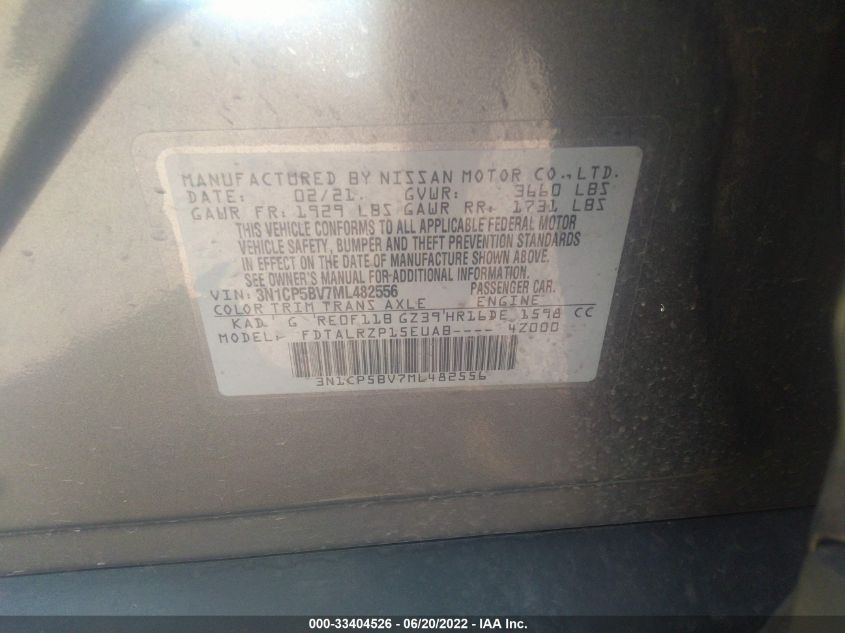 2021 NISSAN KICKS S 3N1CP5BV7ML482556