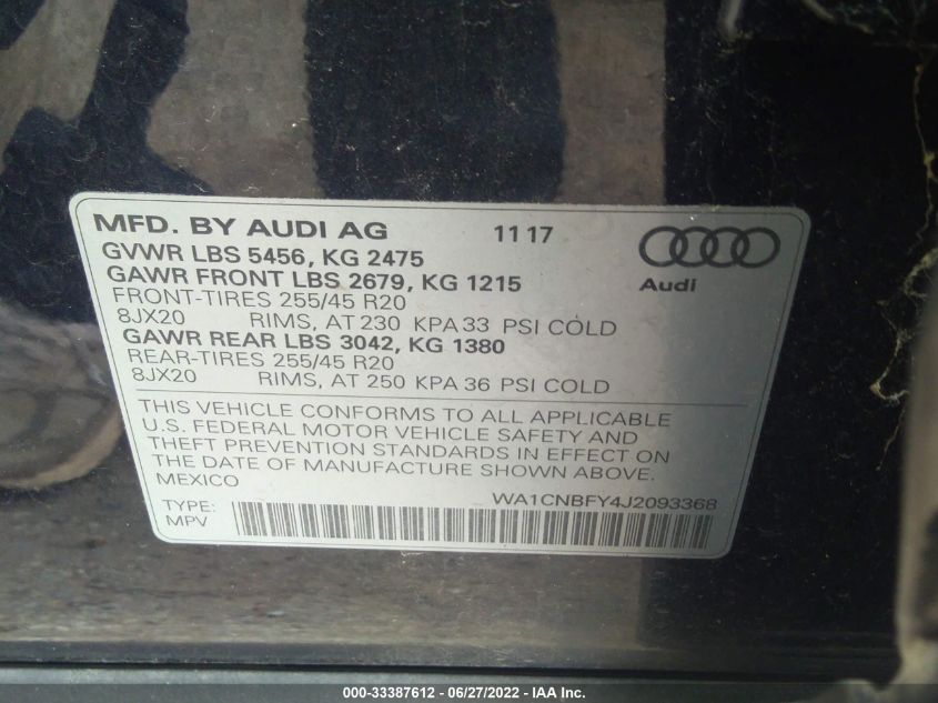 2018 AUDI Q5 PRESTIGE/TECH PRESTIGE WA1CNBFY4J2093368