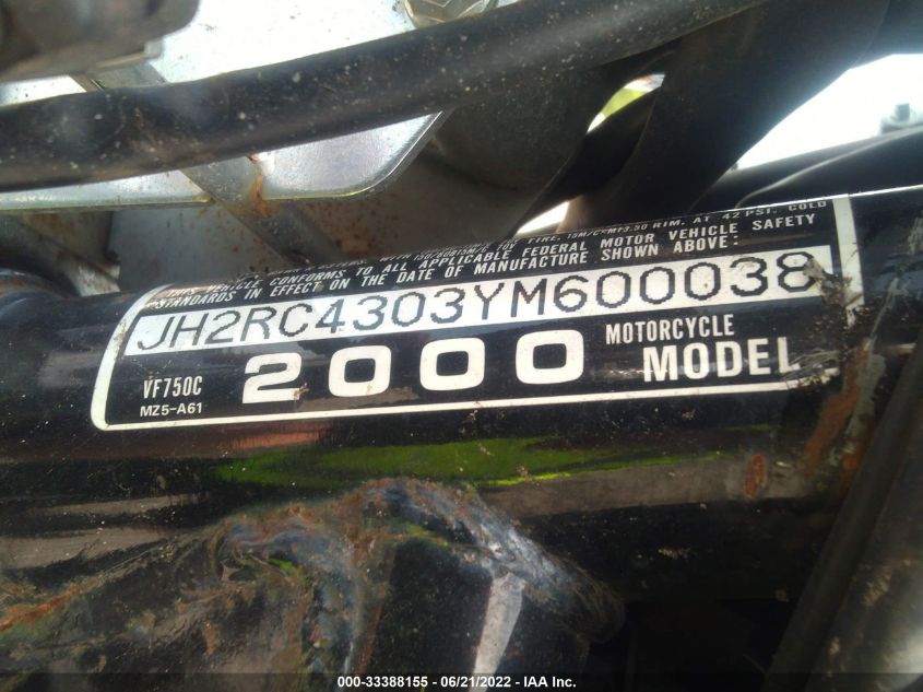 2000 HONDA VF750 C JH2RC4303YM600038