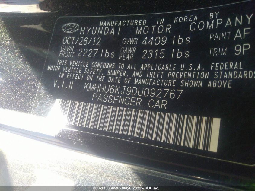 2013 HYUNDAI GENESIS COUPE 3.8 TRACK KMHHU6KJ9DU092767