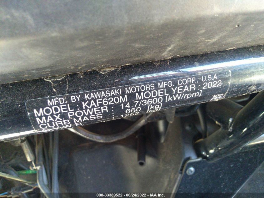 2022 KAWASAKI KAF620 M JK1AFCM13NB535868