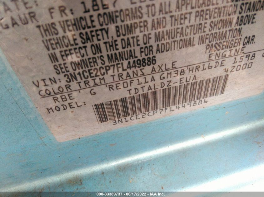 2015 NISSAN VERSA NOTE SV 3N1CE2CP7FL449886