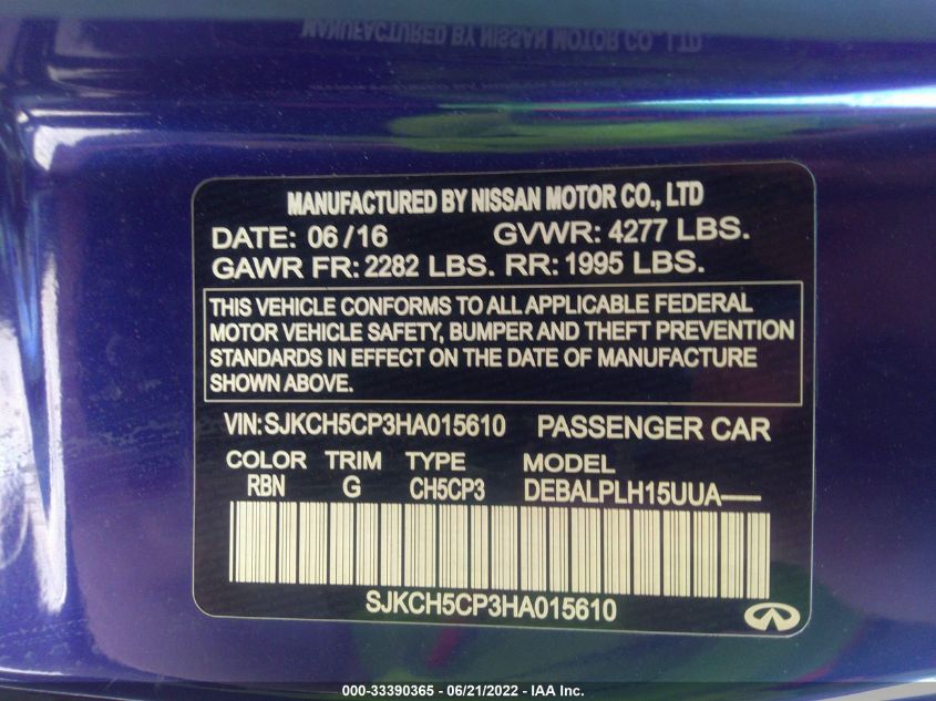 2017 INFINITI QX30 SJKCH5CP3HA015610