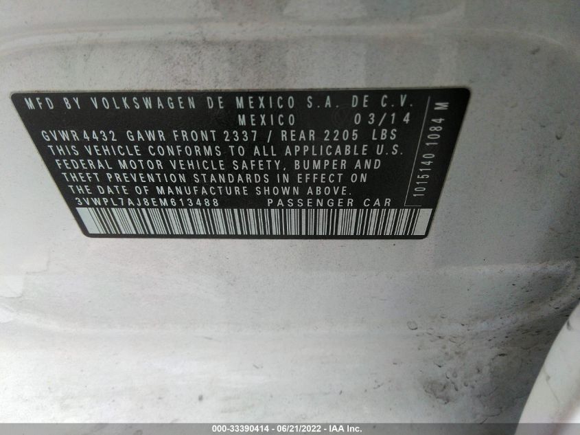 2014 VOLKSWAGEN JETTA SPORTWAGEN TDI 3VWPL7AJ8EM613488