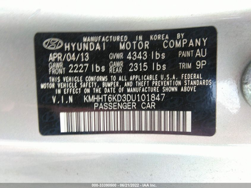 2013 HYUNDAI GENESIS COUPE 2.0T PREMIUM KMHHT6KD3DU101847