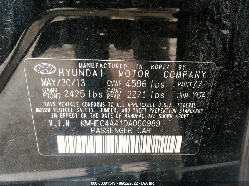 2013 HYUNDAI SONATA HYBRID HYBRID KMHEC4A41DA080989