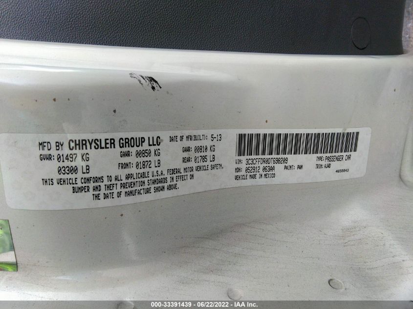2013 FIAT 500 POP 3C3CFFDR0DT698209